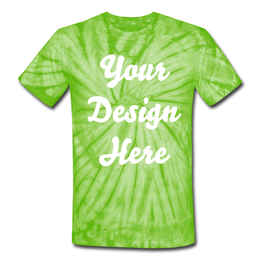 Unisex Tie Dye T-Shirt - spider lime green