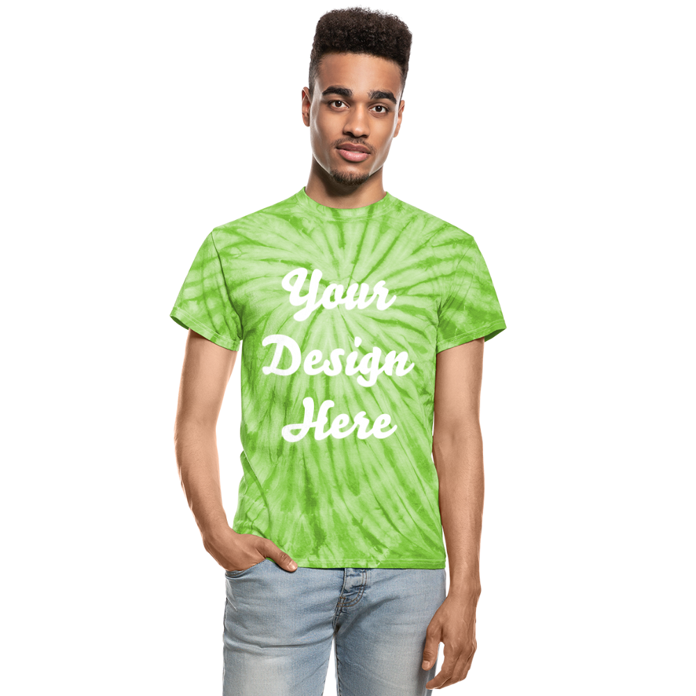 Unisex Tie Dye T-Shirt - spider lime green