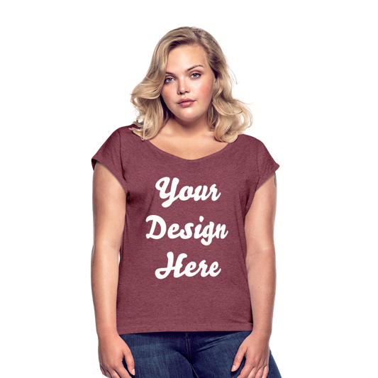 Women's Roll Cuff T-Shirt - heather burgundy