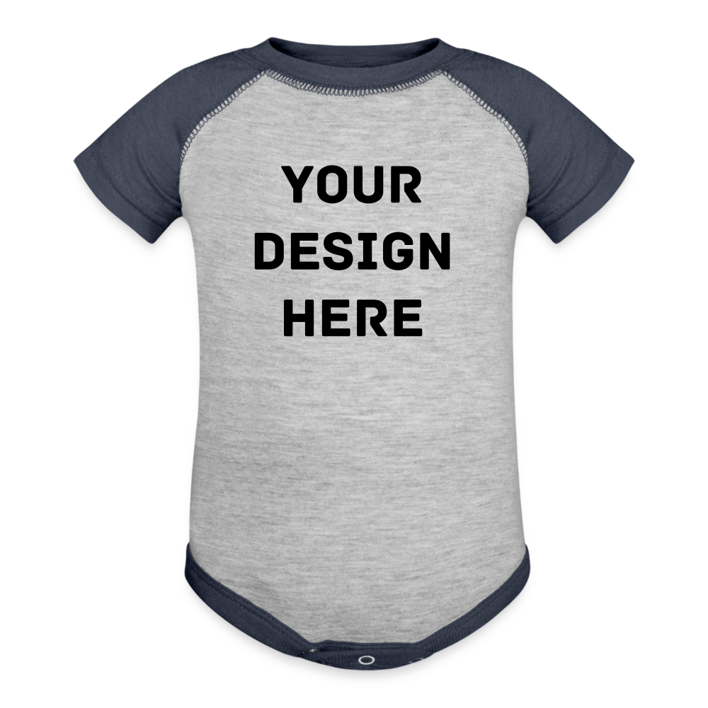 Baseball Baby Bodysuit - heather gray/navy