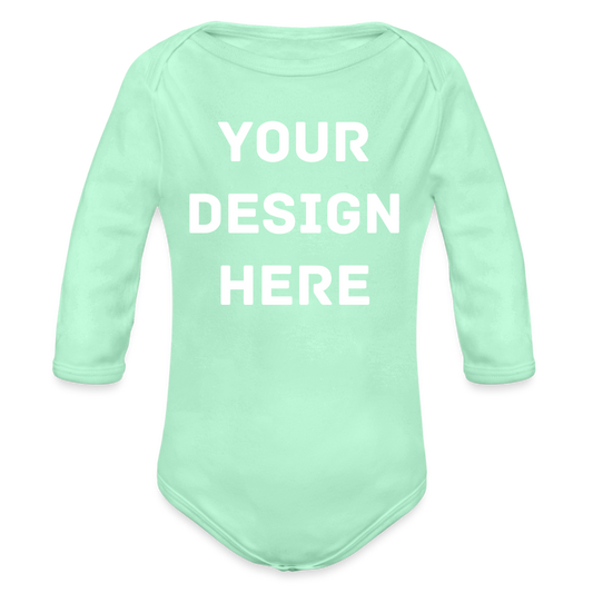 Organic Long Sleeve Baby Bodysuit - light mint